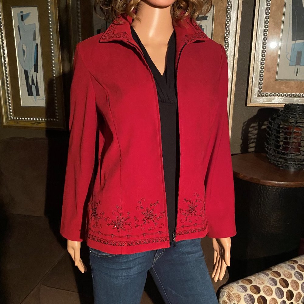 #159 Studio 1 Red Jacket with Black Beading